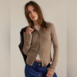 Free People We The Free Brunch Girl Zip-Up Sweater Top